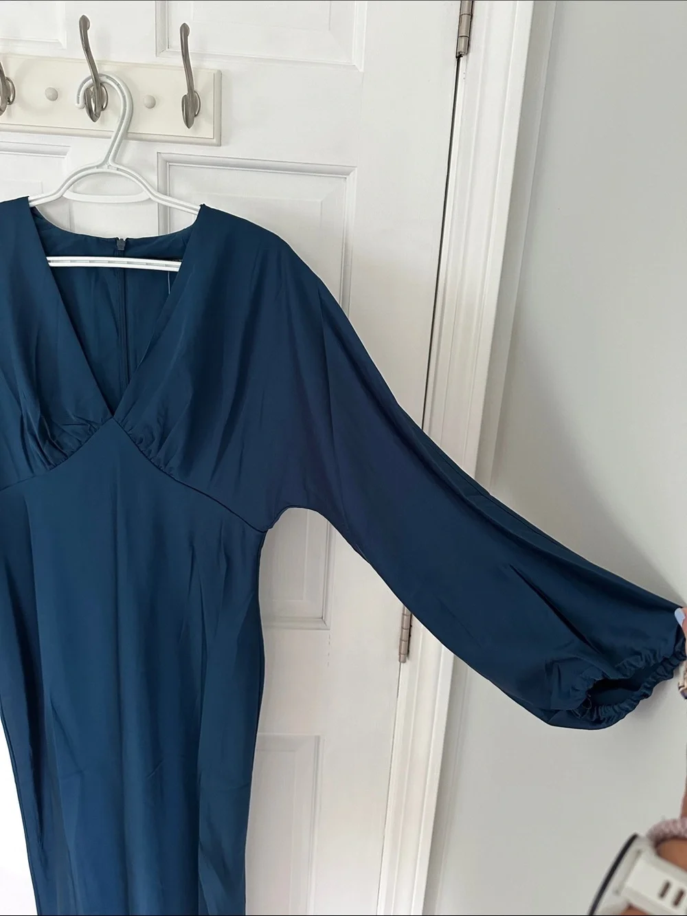 Banana Republic Deep Teal V-Neck Long Sleeve Midi Dress